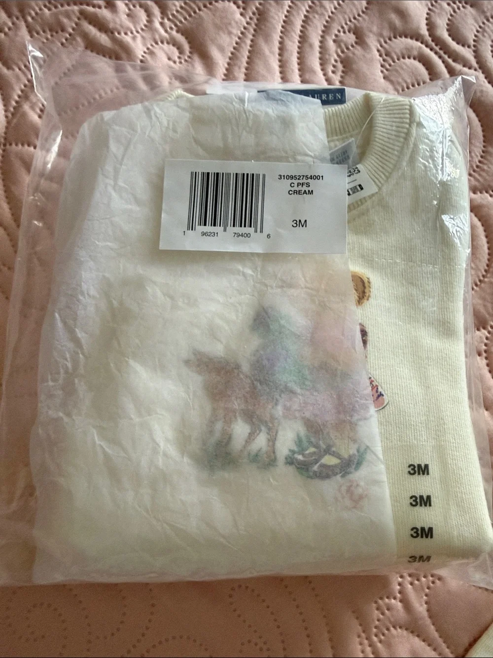 Ralph Lauren Ivory Baby Bear & Fawn Sweatshirt Set